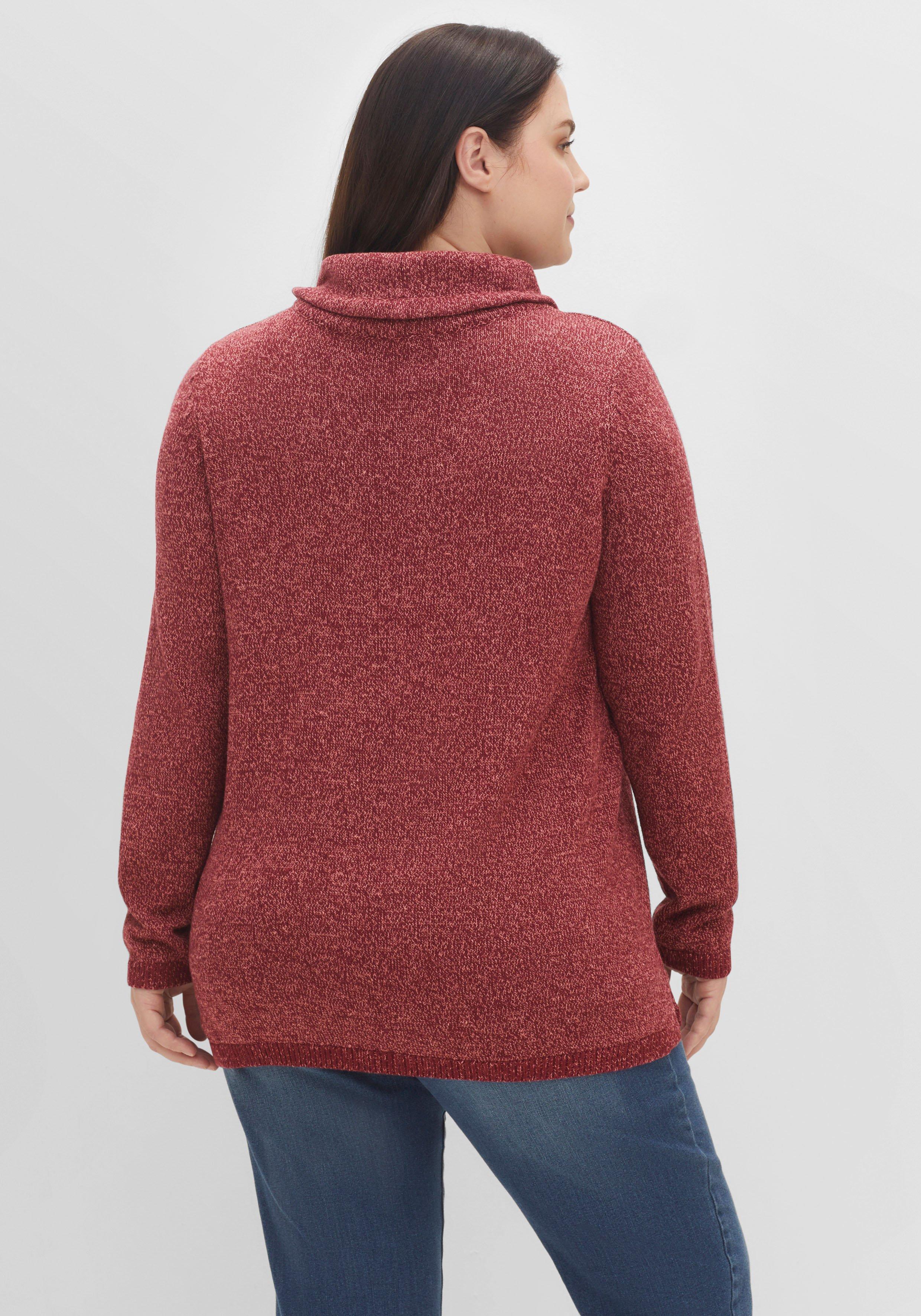 Pullover mit weitem Kragen, in melierter Optik
