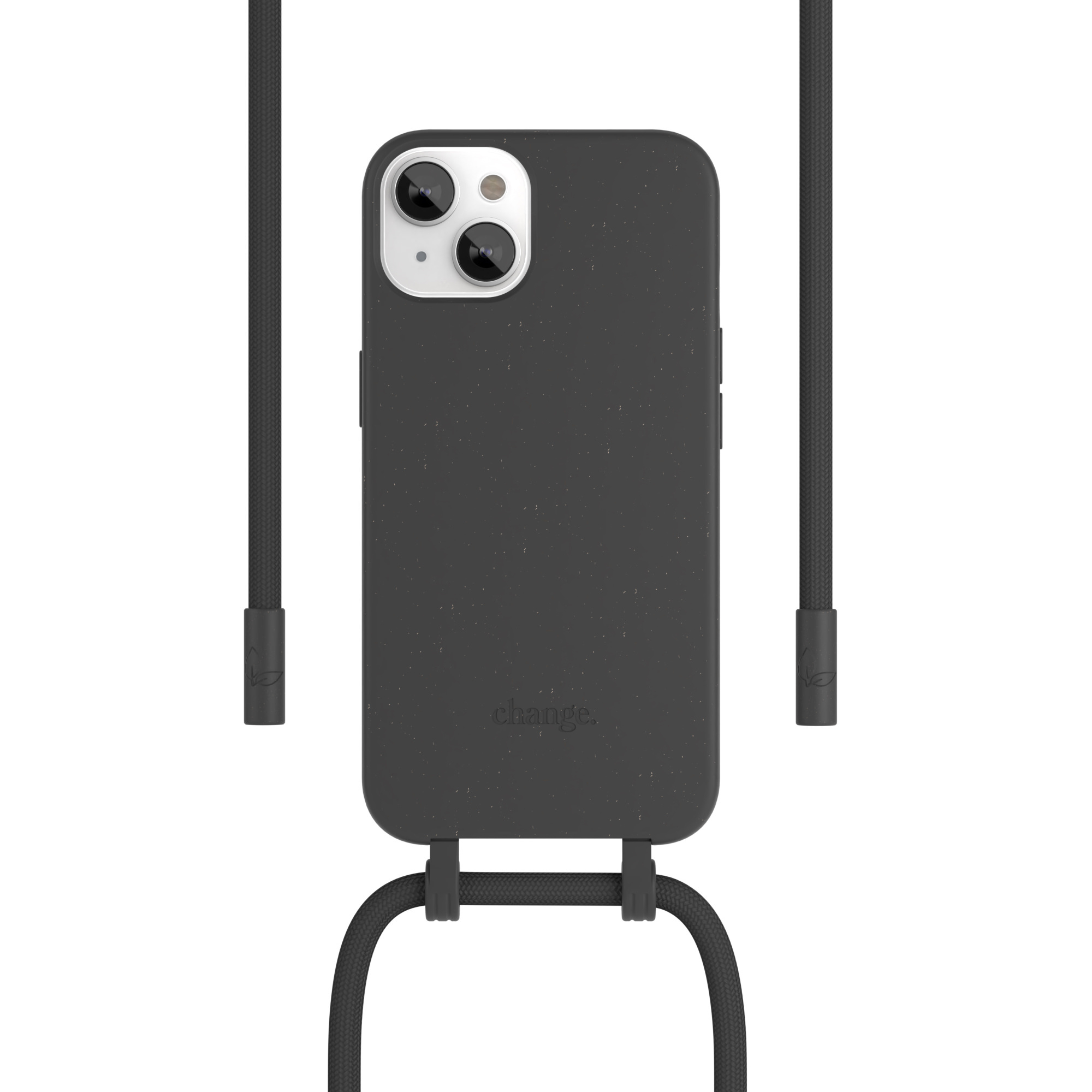 iPhone 15 Necklace ChangeCase Antimikrobielle Hülle Vegan Biologisch Abbaubar   Abnehmbare Handykette (CHA214) - Schwarz