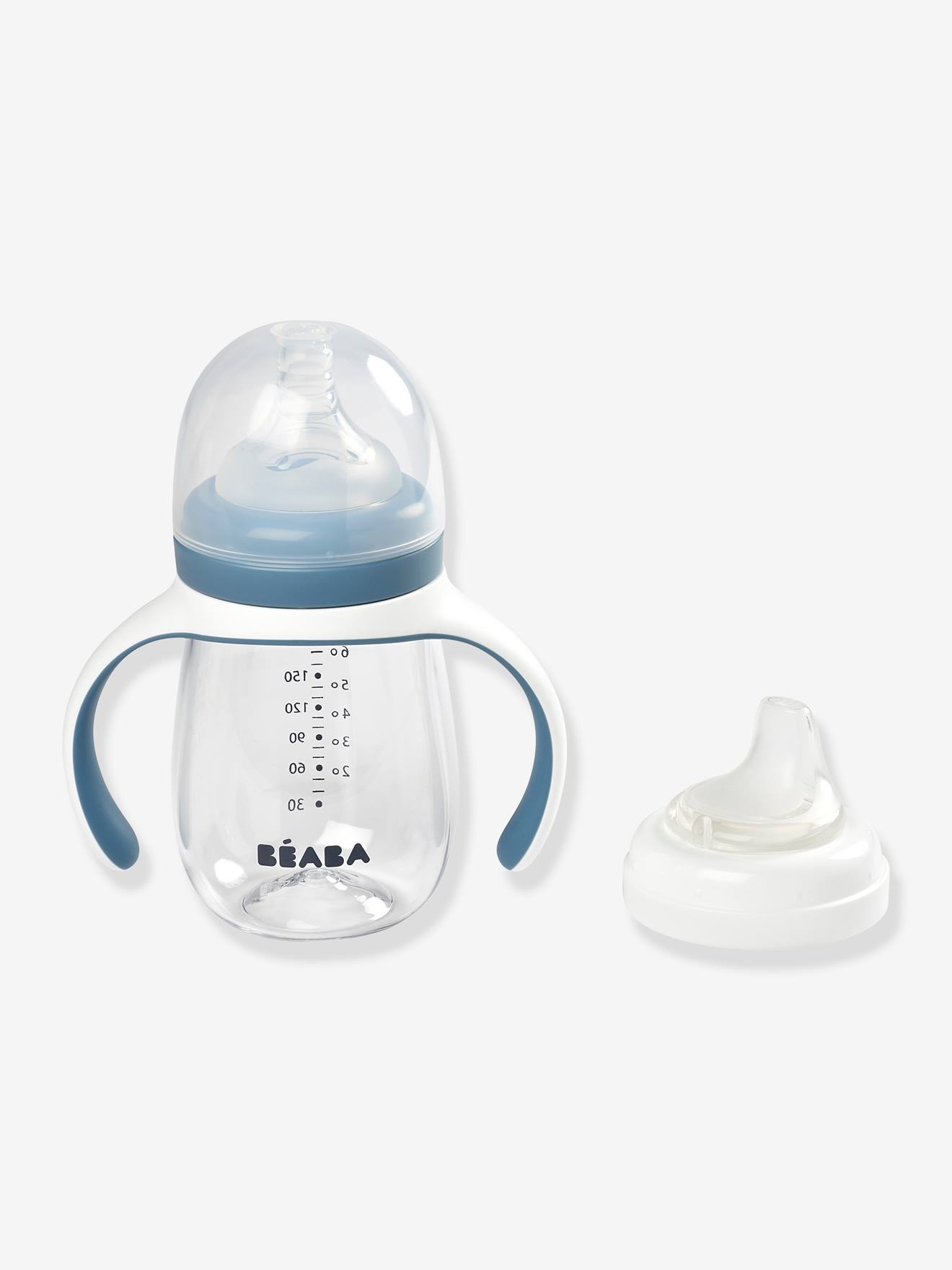 Garrafa de Treinamento 2 em 1 BEABA (210 ml) Média Azul Lisa