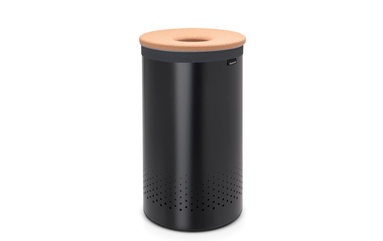 Wäschesammler mit Korkdeckel, 60 Liter, Schwarz<br>Wäschesammelbox