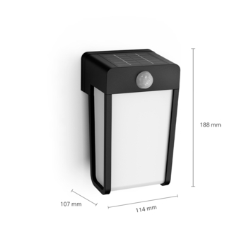 Philips solar wandlamp Shroud zwart met dag/nachtsensor
