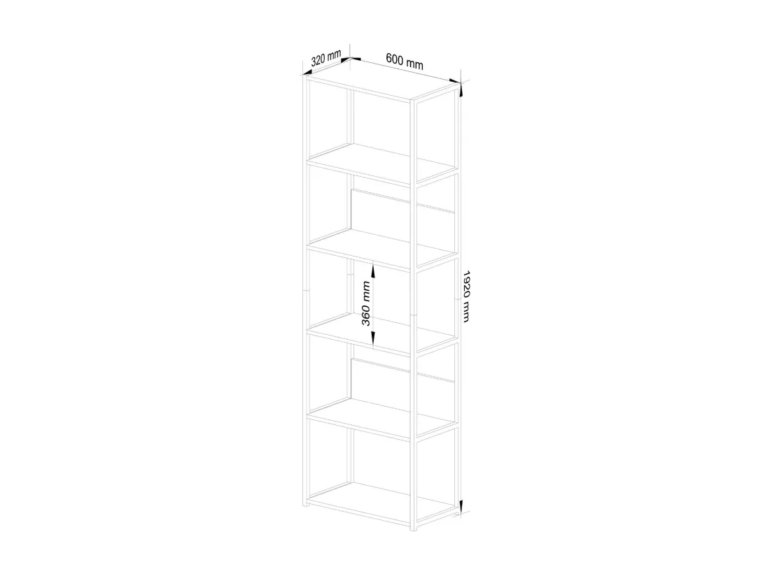 Étagère murale industrielle AKORD Noire 60 cm 6 étagères 60x32x192 cm