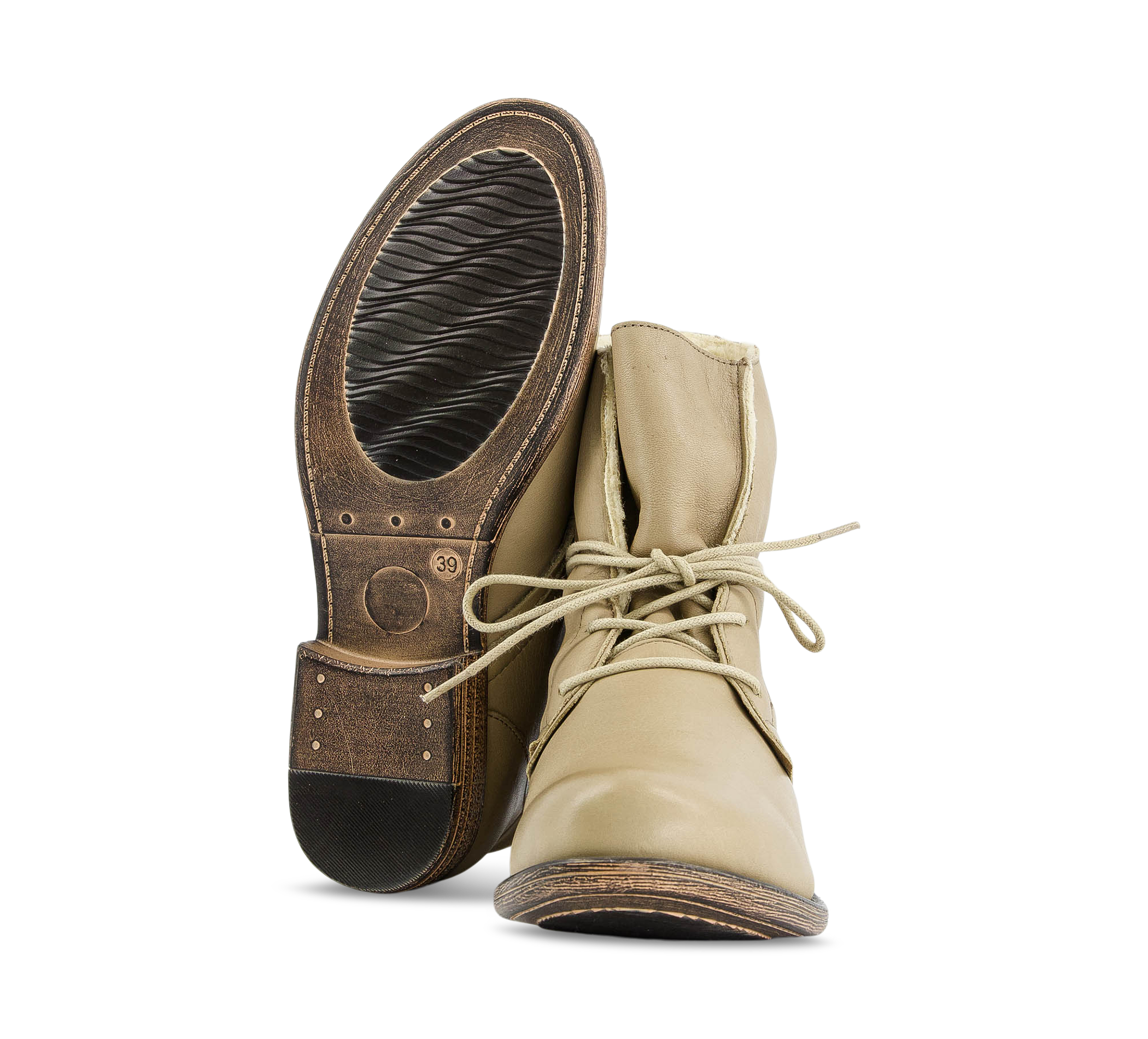 1874 by Walder Schnürstiefel beige/taupegrau