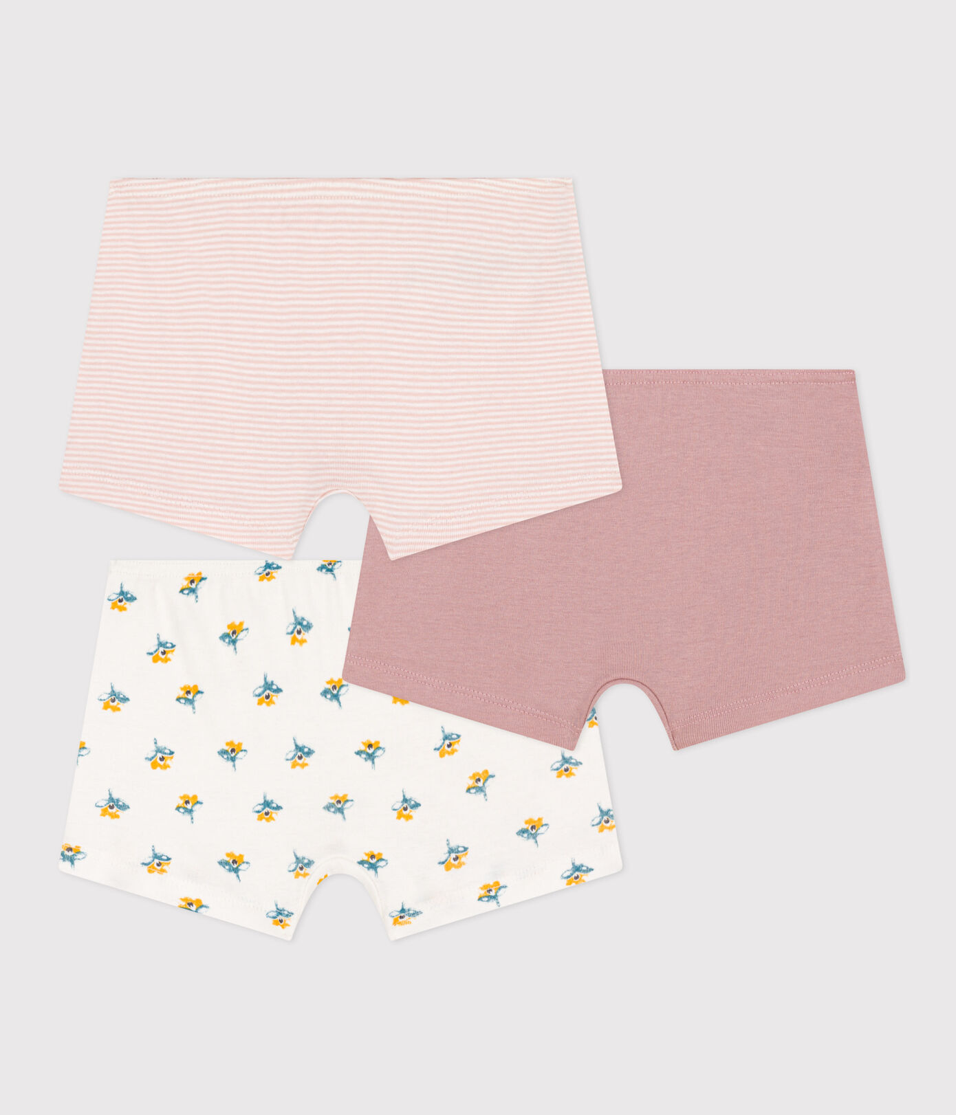 Lot de 3 shorties fleur en coton petite fille