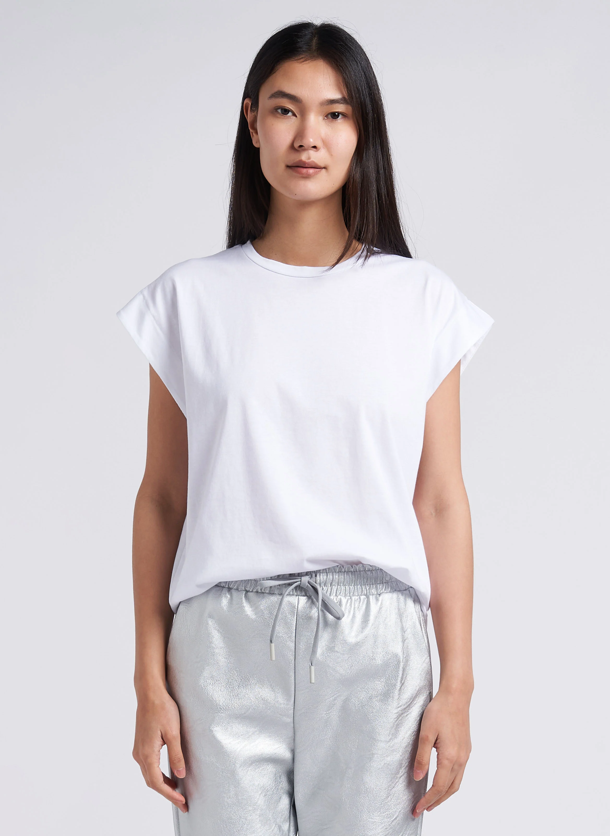 Tee-shirt droit col rond en coton | Blanc
