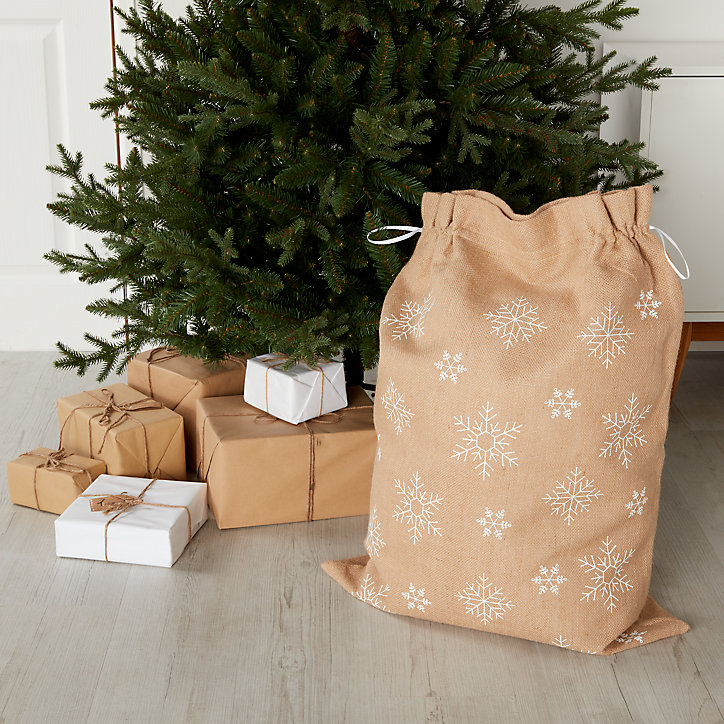 Sac hotte Noël naturel flocon l.50 x H.80 cm
