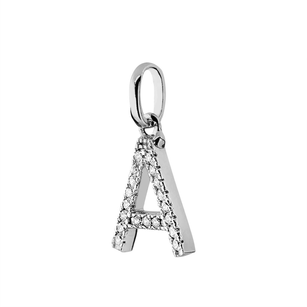 Pendentif Klementine Or Blanc Oxyde De Zirconium