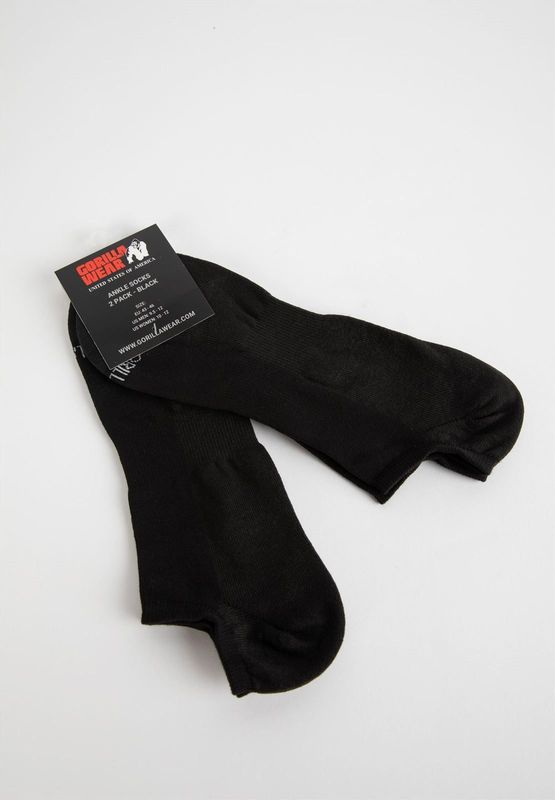 Gorilla Wear - Enkelsokken 2-Pack - Zwart - Katoen Mix