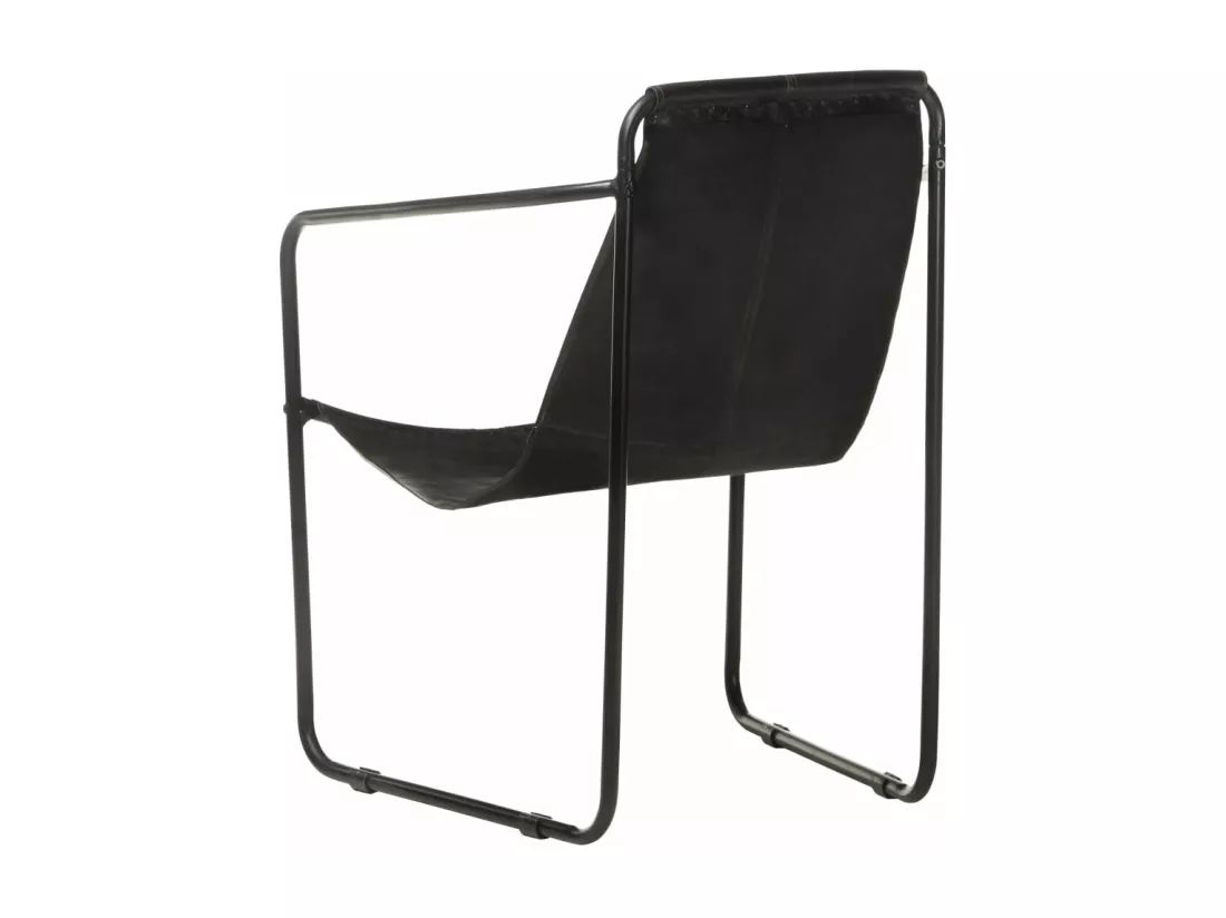 Fauteuil de relaxation Noir Cuir véritable