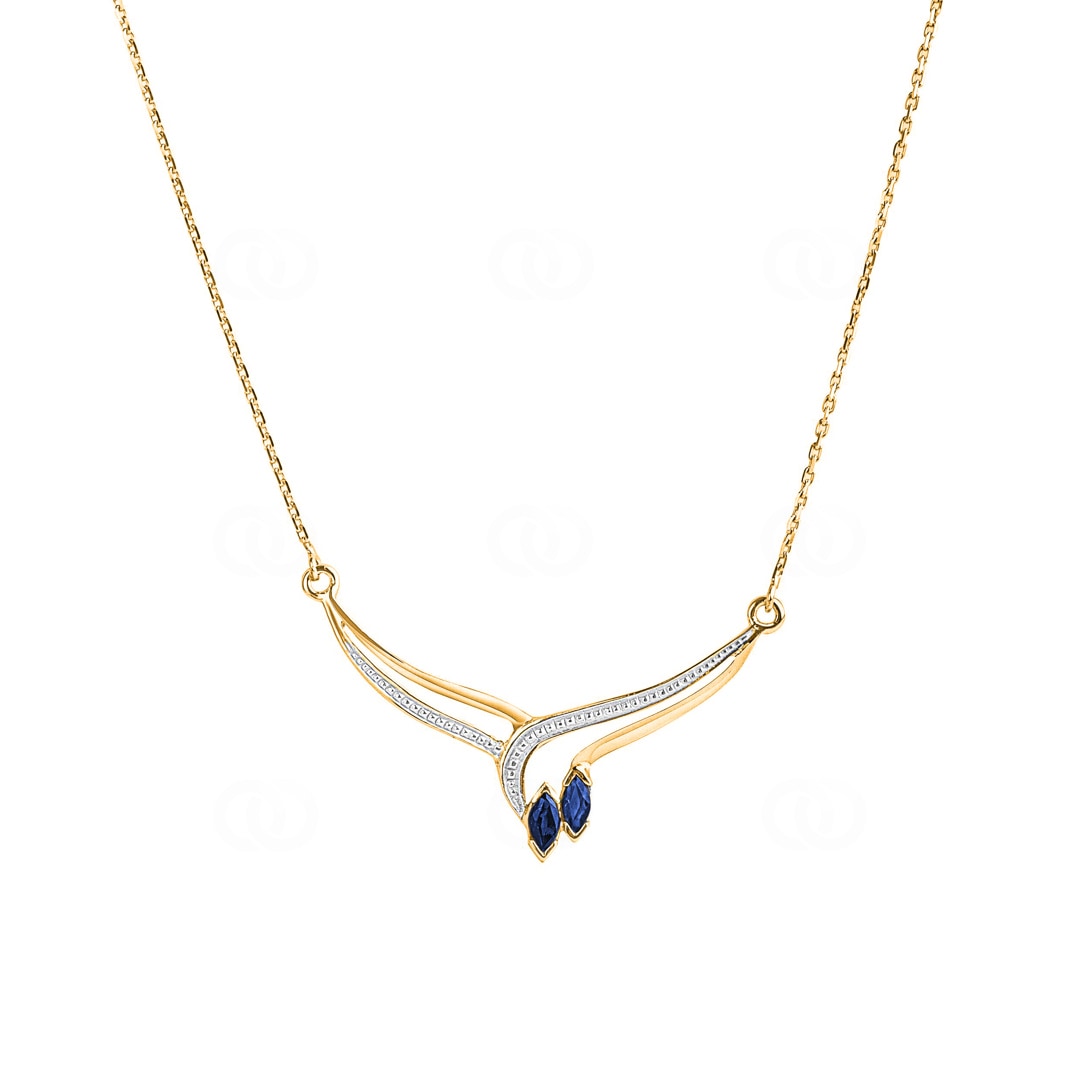 Collier 750/18 K Gelbgold mit 2 Saphiren Marquise 0.22ct.