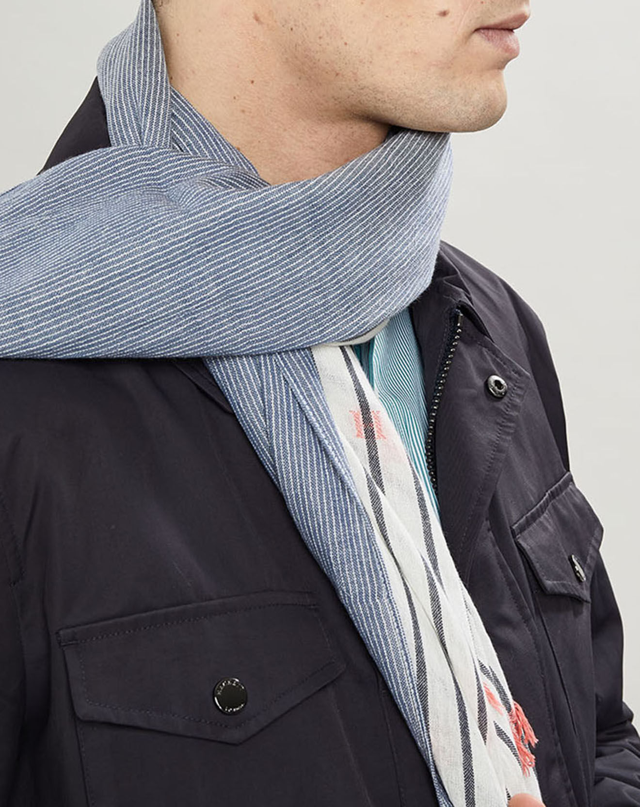 Hackett London Chèche  stripe bleu 180x50 cm