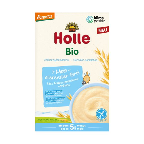 HOLLE Vollkorngetreidebrei Hafer glutenfrei Karton 250 g