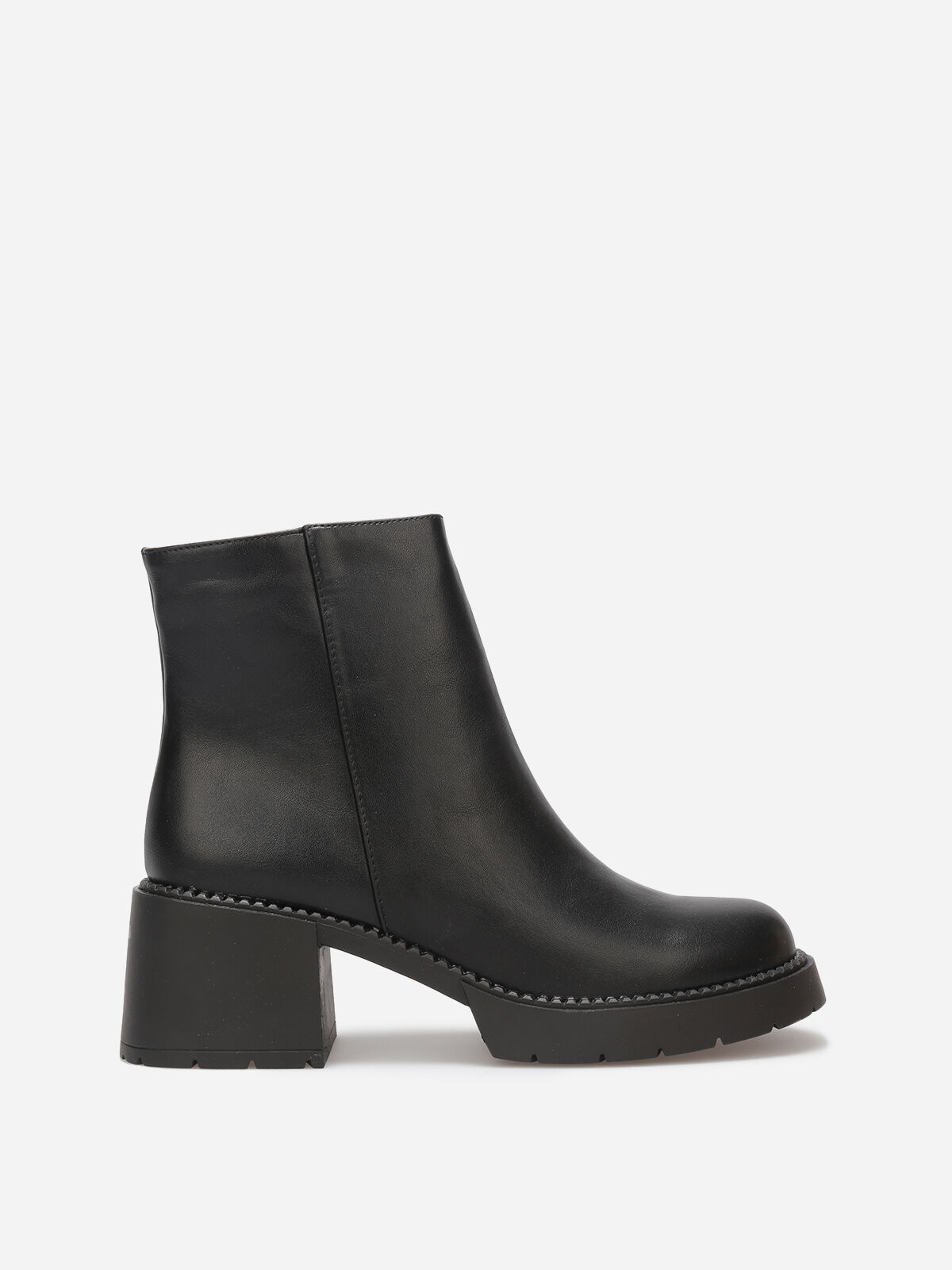 Bottines à talon et semelle crantés- Noir