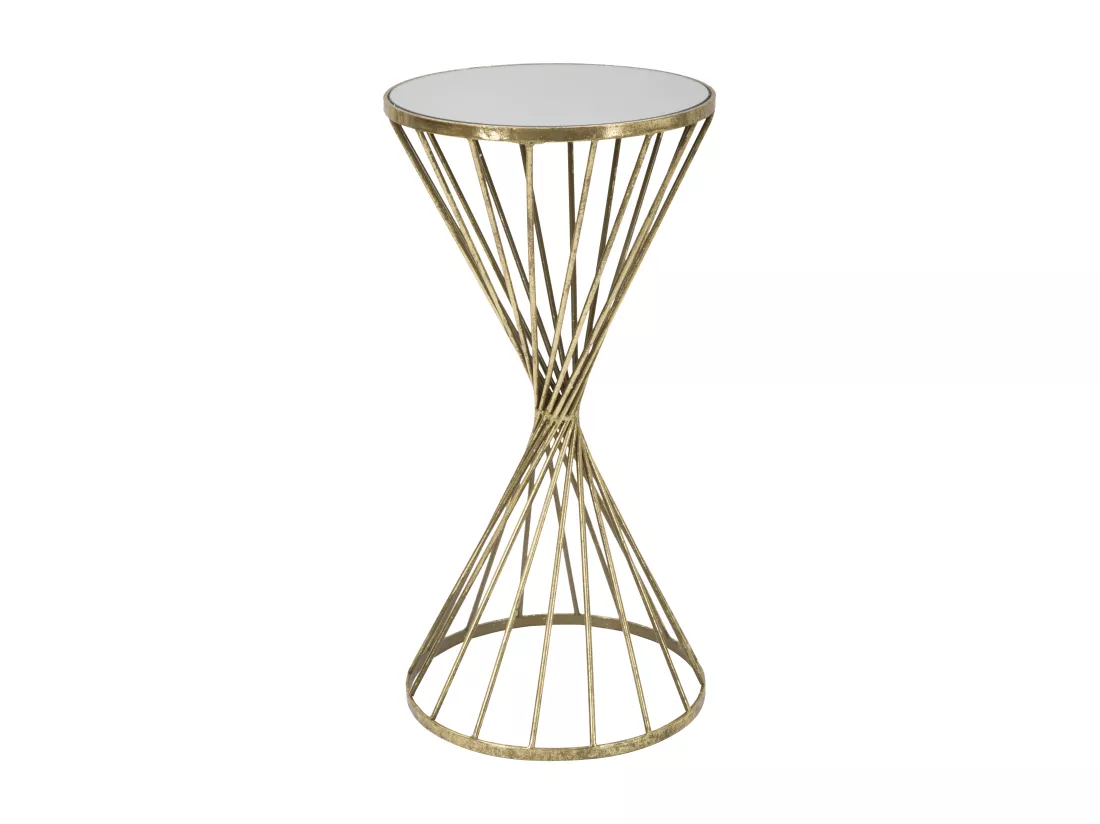 Table basse - Table basse ronde en métal doré et verre - Dimensions Ø 35x70 cm - Design luxueux et glamour - Parfaite pour embellir votre intérieur