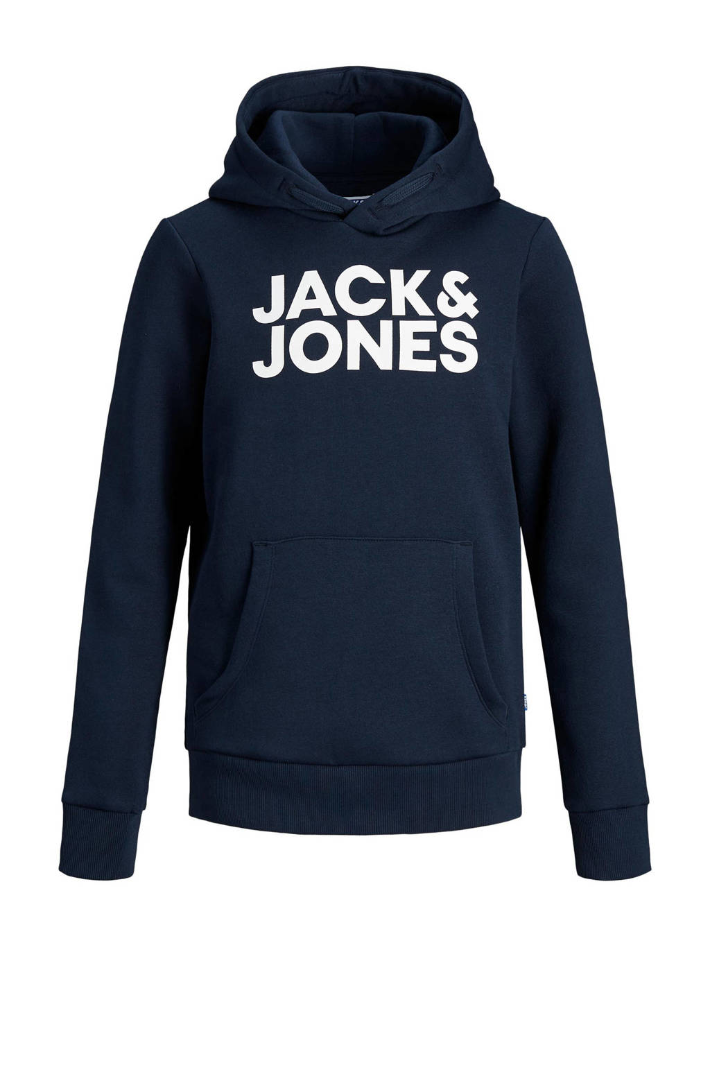 JACK & JONES hoodie JJECORP met logo donkerblauw/wit