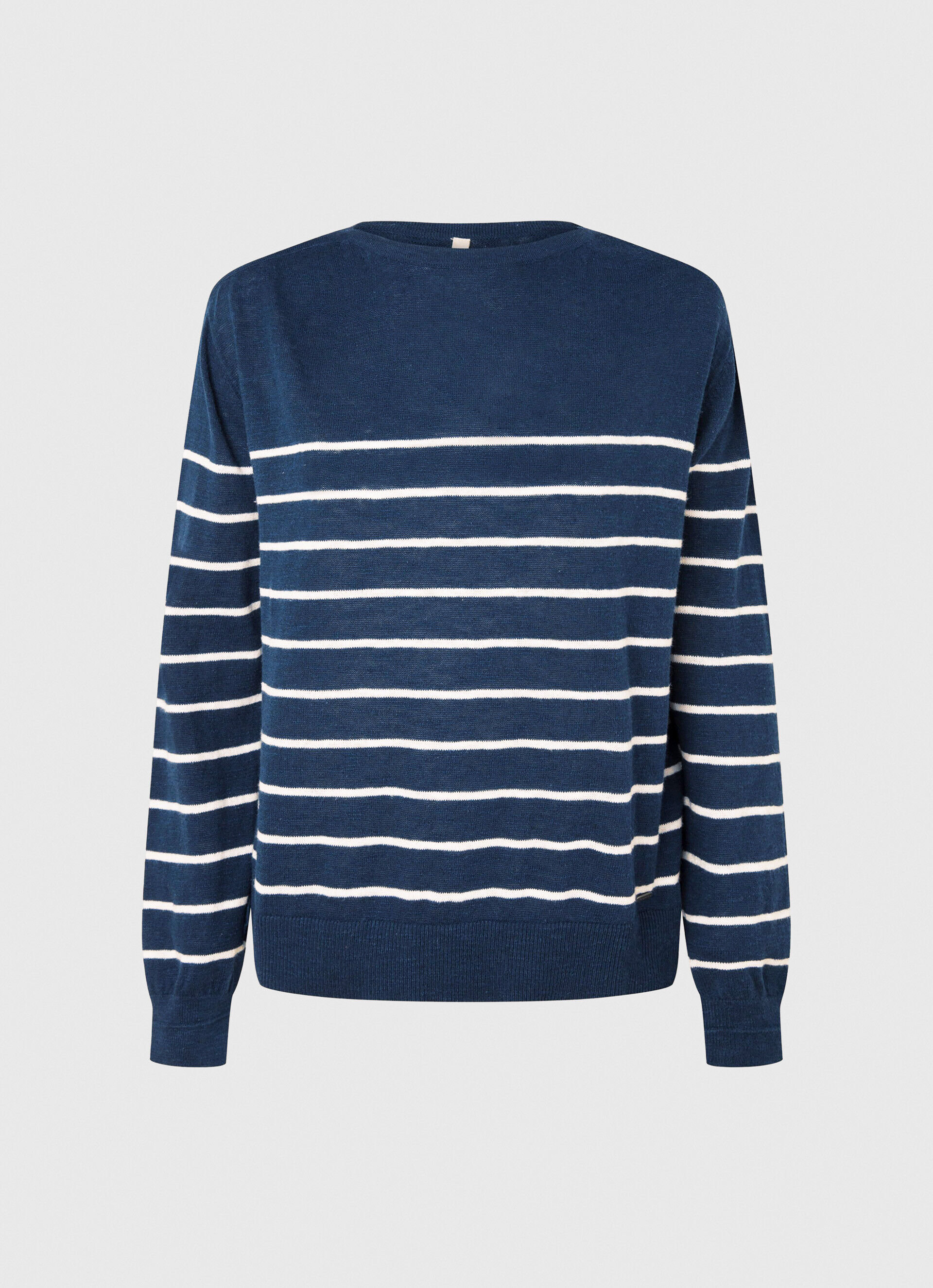 Malha de algodão com estampa listrada - azul oceano