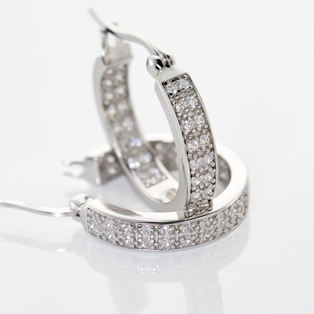 Créoles Argent Blanc Menelas Oxydes De Zirconium