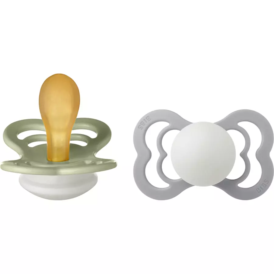 BIBS® Schnuller Supreme Sage und Cloud Glow Latex 6-36 Monate, 2 Stk.