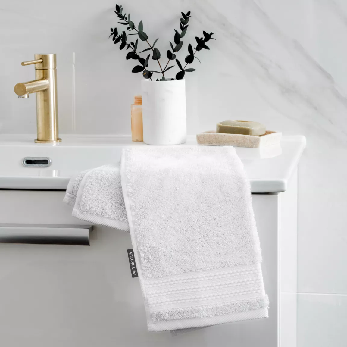 Serviette de bain coton bio (30 x 50 cm) Méline Blanc chantilly