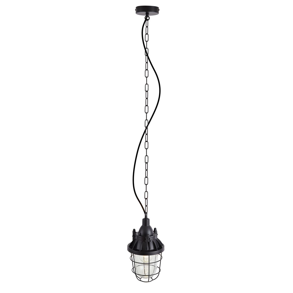 Industriële hanglamp zwart met glas - Cabin