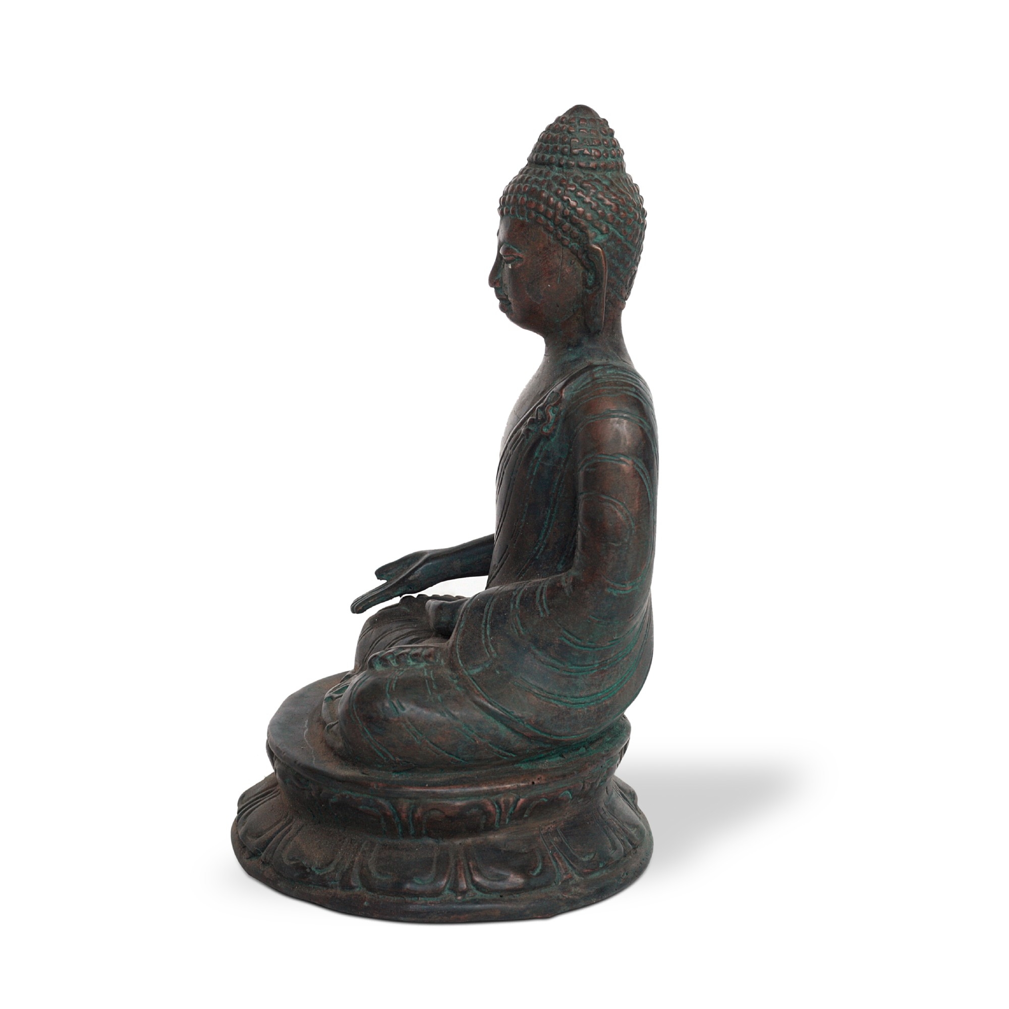 Bronze-Skulptur 'Buddha sitzend', H 18 cm, B 11 cm, L 10 cm von fischer's lagerhaus