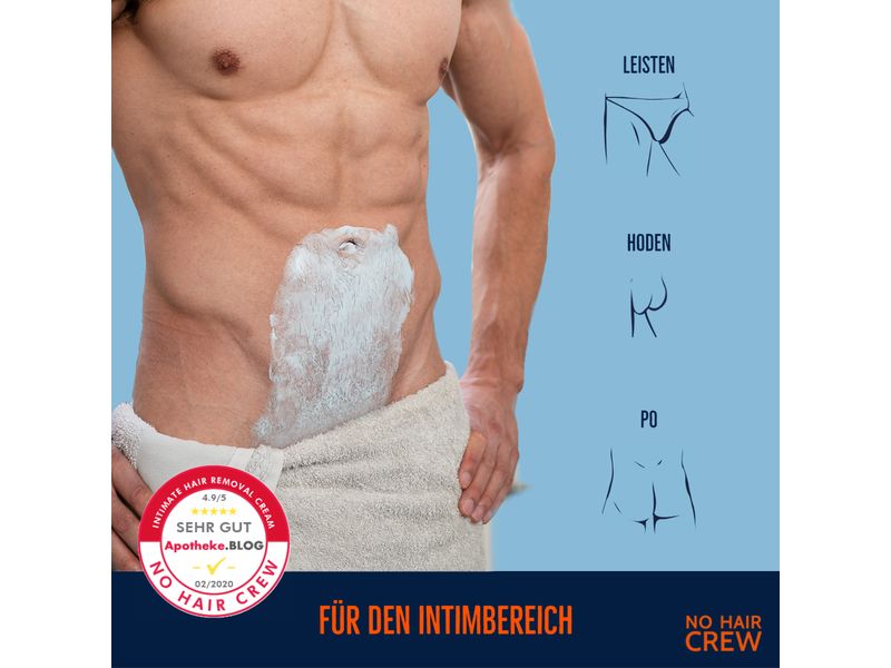 No Hair Crew Enthaarungscrème Intimbereich für Männer 100 m Schnell wirkende Enthaarungscreme