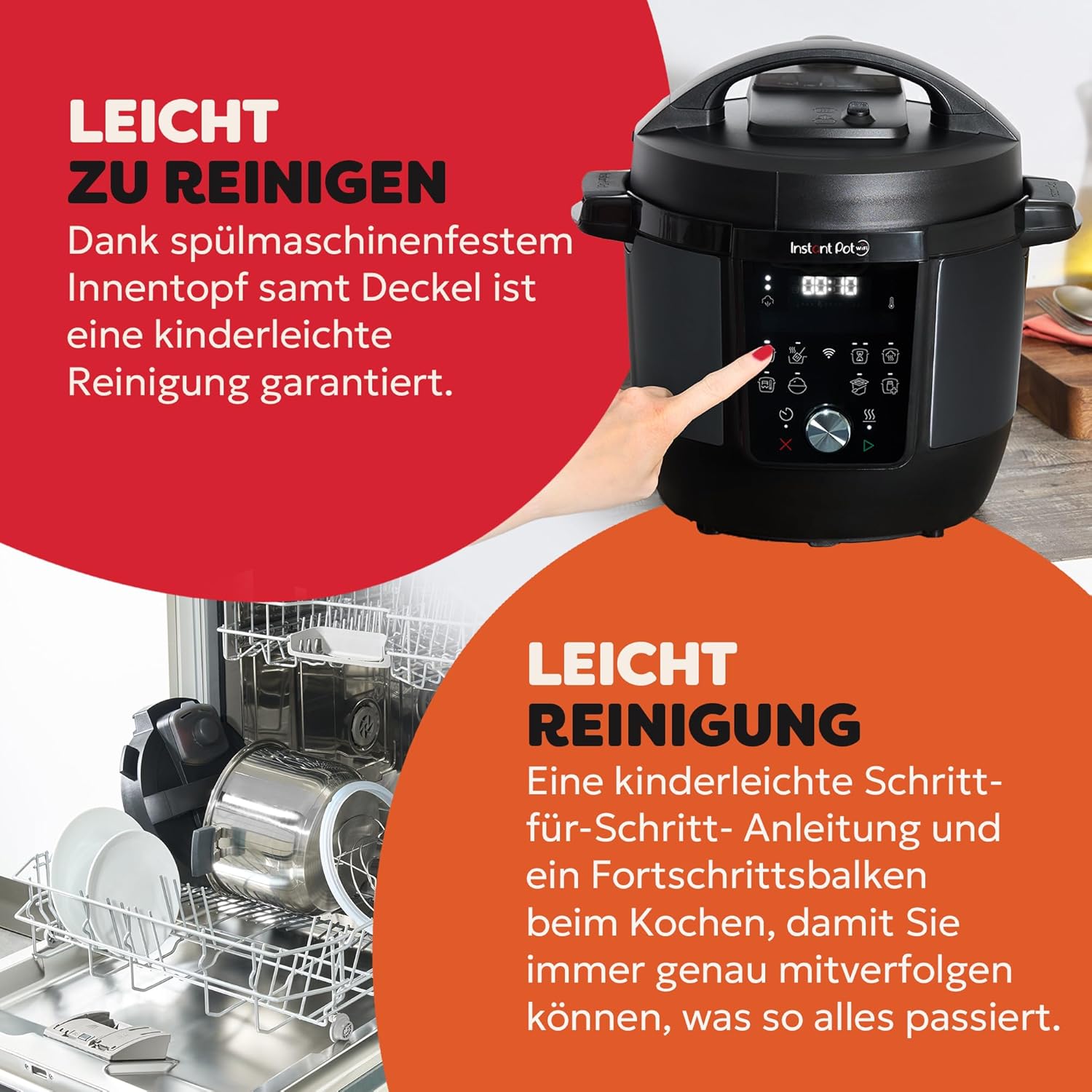Instant Pot Plus 9-in-1-Multikocher 5,7 l – Gebürsteter Edelstahl, Schnellkochtopf, Schongarer, Reiskocher, Sauteuse, Joghurtbereiter, Speisenwärmer, Dampfgarer, Vakuumgarer, Sterilisator