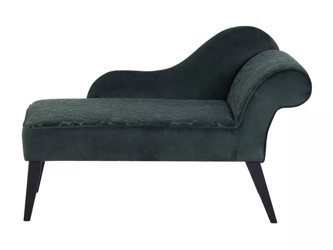 Mini chaise longue en velours vert côté droit BIARRITZ