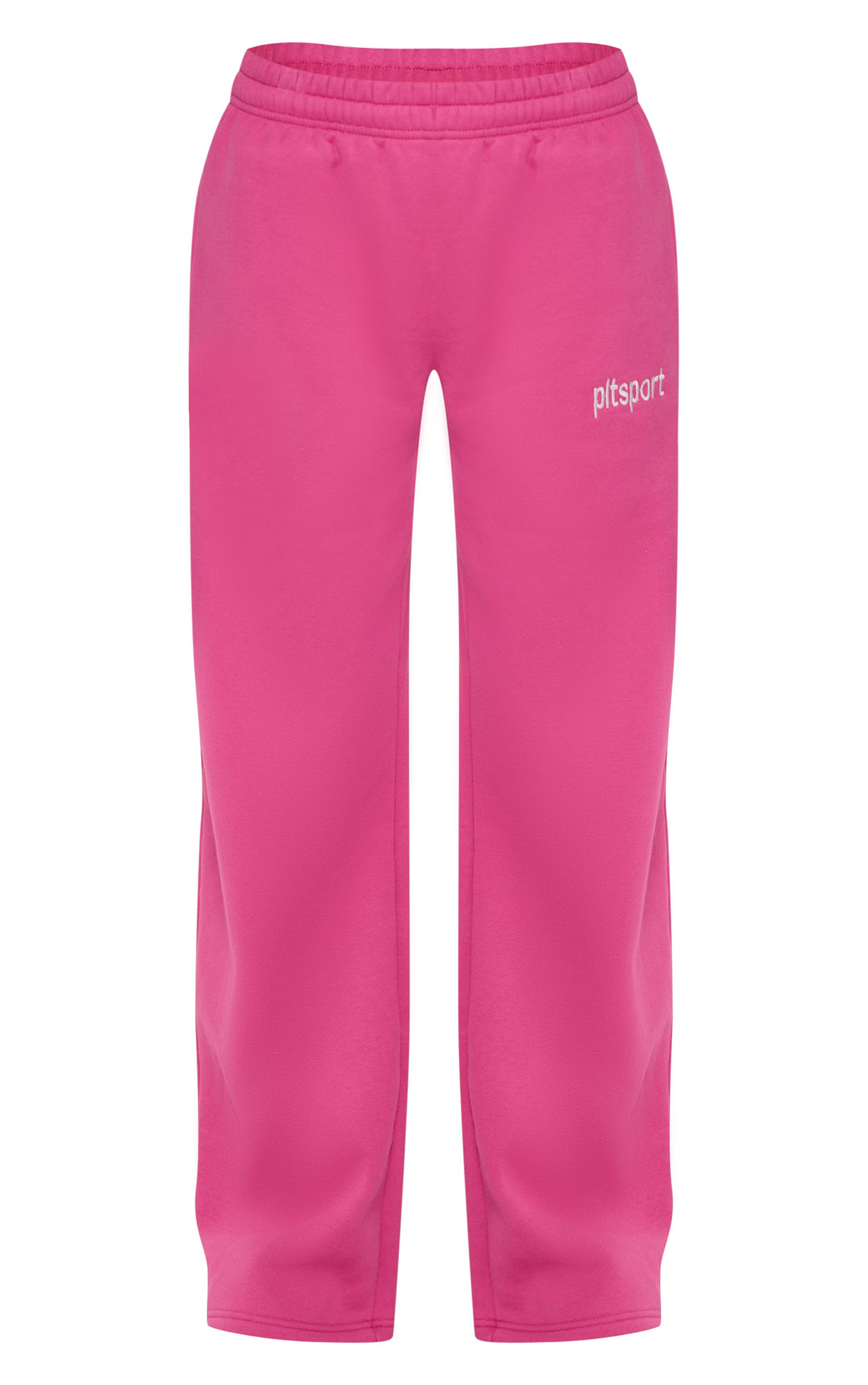 Rose Vif Pantalon De Jogging Droit En Molleton De Coton PLT Sport