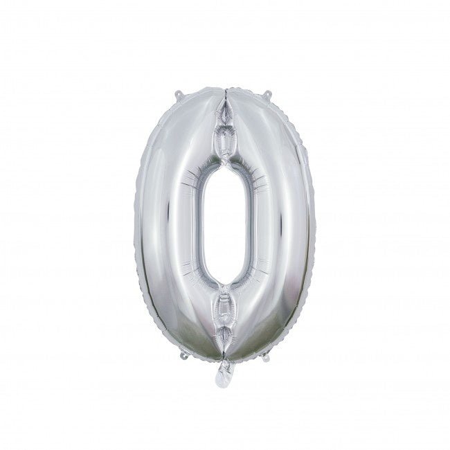 Folieballon Cijfer 0 Zilver 66cm