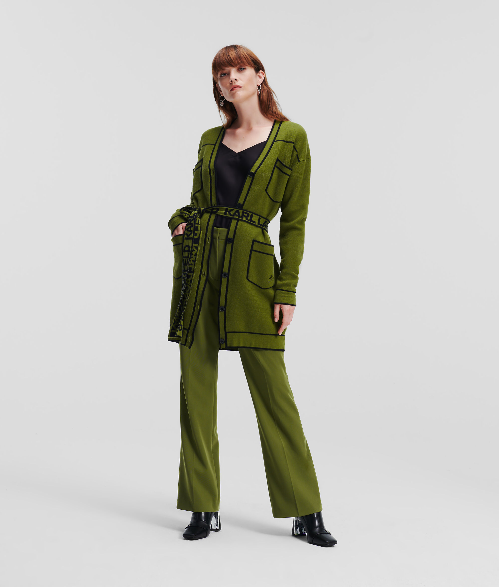 CARDIGAN AVEC CEINTURE ORNÉE DU LOGO KARL