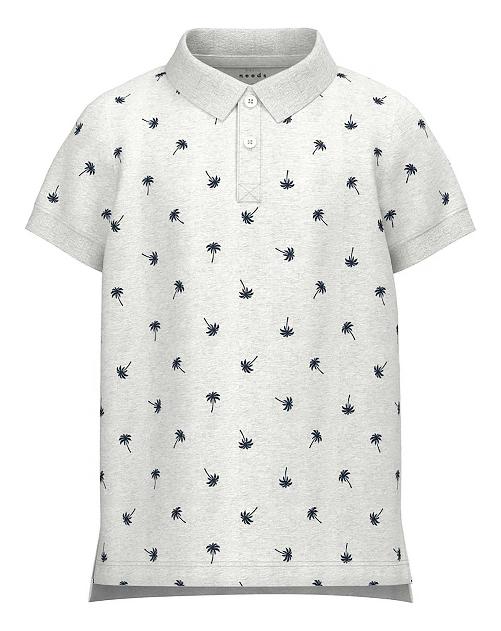 Poloshirt NKMVOLO PALMS in light grey melange