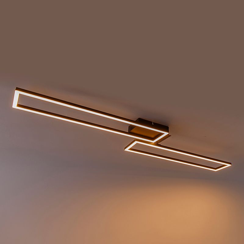 Plafondlamp langwerpig zwart 3-staps dimbaar - Plazas Novo