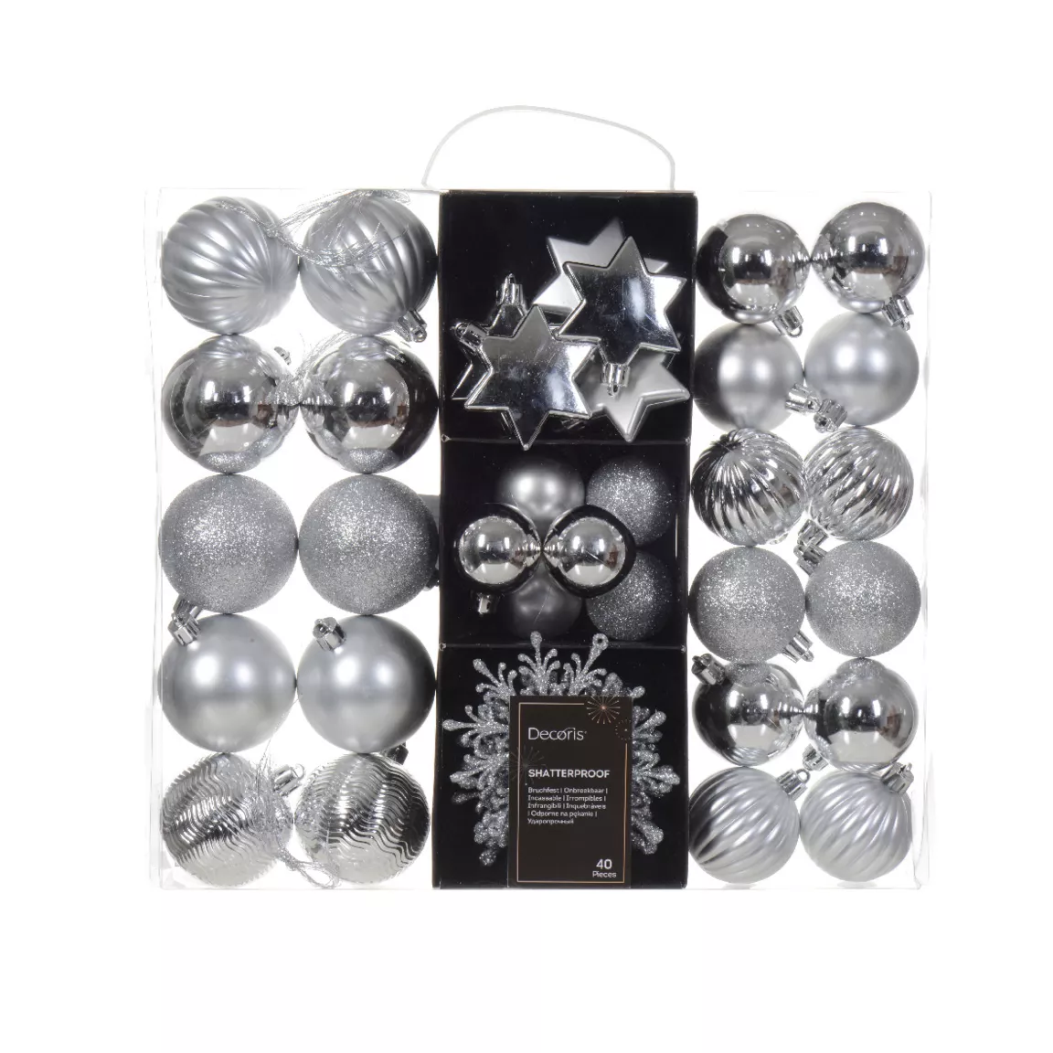 Kit de décoration de Sapin de Noël (40 pcs) Cristal Argent