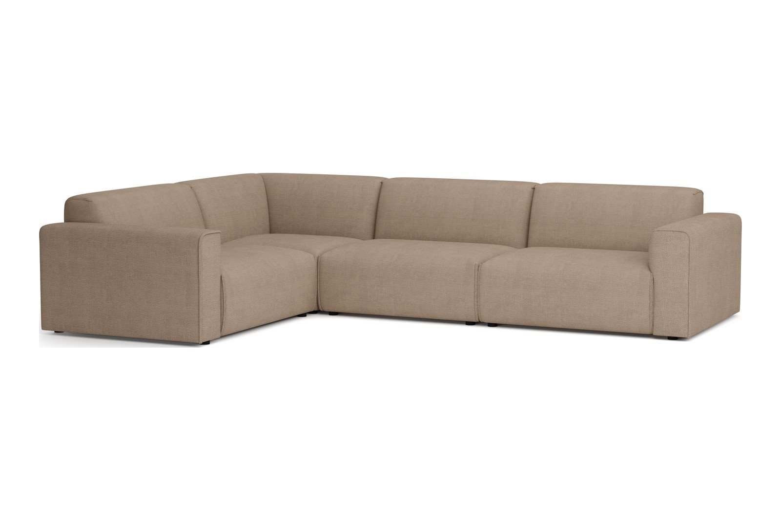 Monaco Lux hjørnesofa 1,5/3 hjørnesofa. Tekstil Fjord 4 Antilope med sorte ben. Lux komfort.