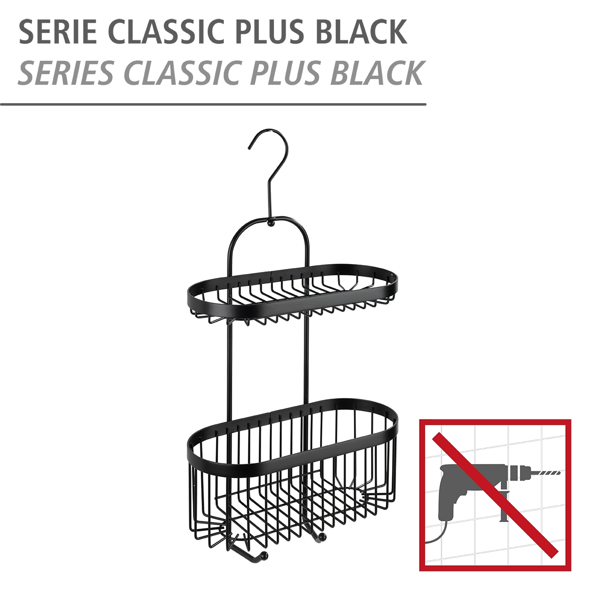 Wenko Classic Plus douche caddy 2-laags zwart