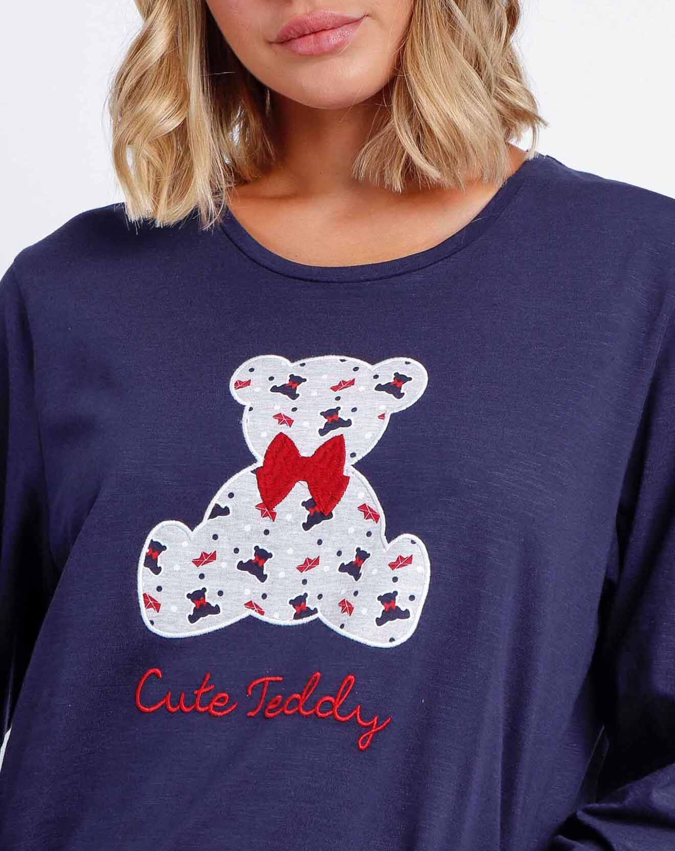 Admas Pyjama Largo Cute Teddy bleu marine