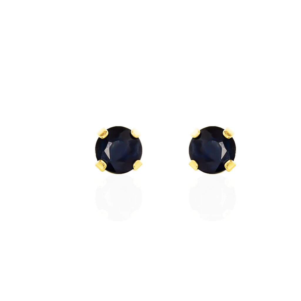 Boucles D'oreilles Puces Elea Serti Griffe Or Jaune Saphir