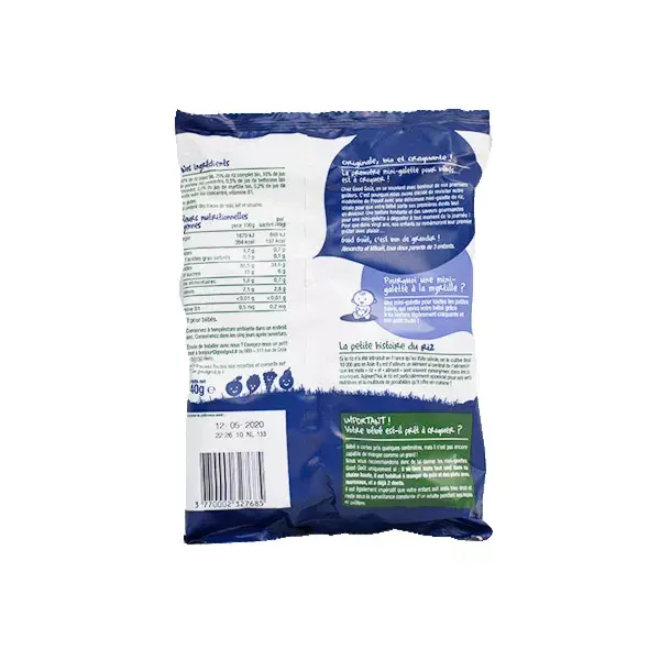 Biscoitos de arroz com mirtilo Good Goût Mini Orgânicos +10m 40g