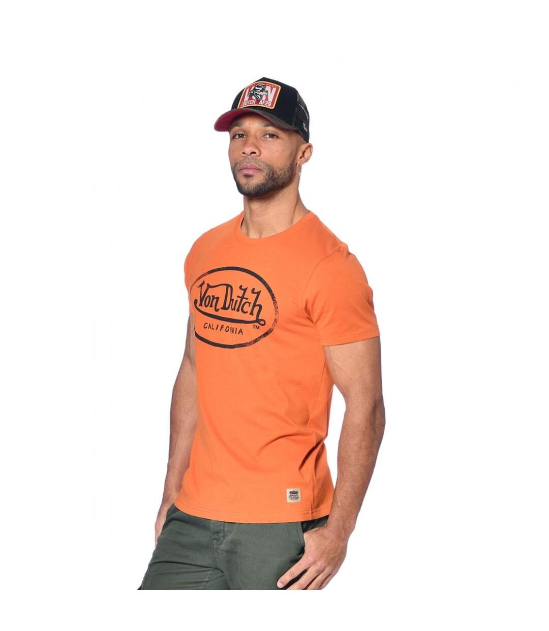 T-shirt Von Dutch homme col rond regular fit print devant en coton