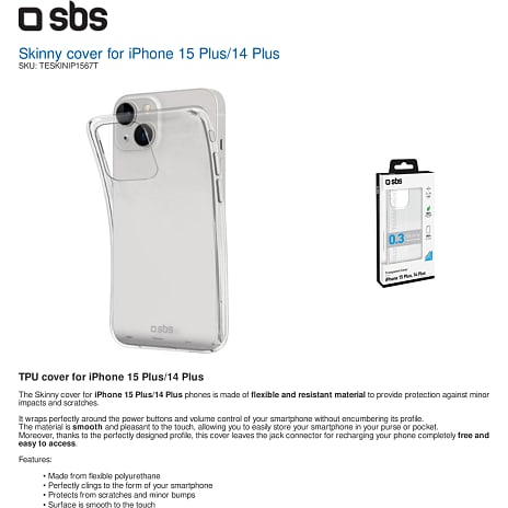 SBS iPhone 15 Plus cover - transparent