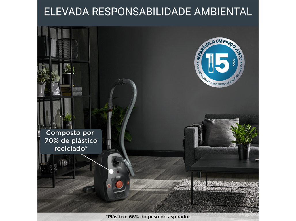 ASPIRADOR COM SACO ROWENTA RO6164EA GREEN FORCE MAX SILENCE CAR KIT - 4.5L/900W