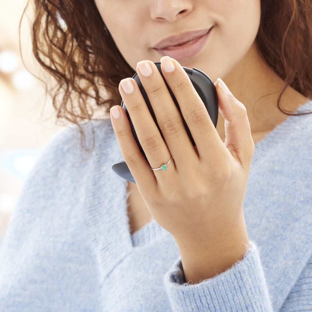 Bague Solitaire Dota Or Blanc Emeraude