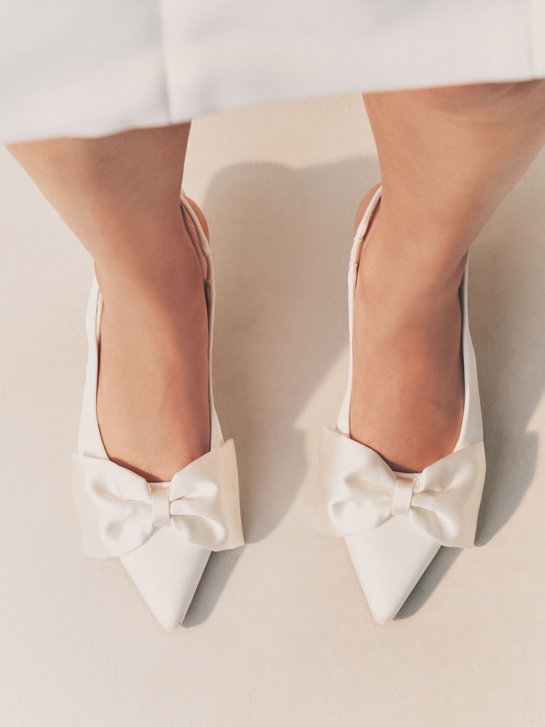 Ivoor - Forever Comfort® Wedding Satin Bow Pointed Toe Slingback Heels