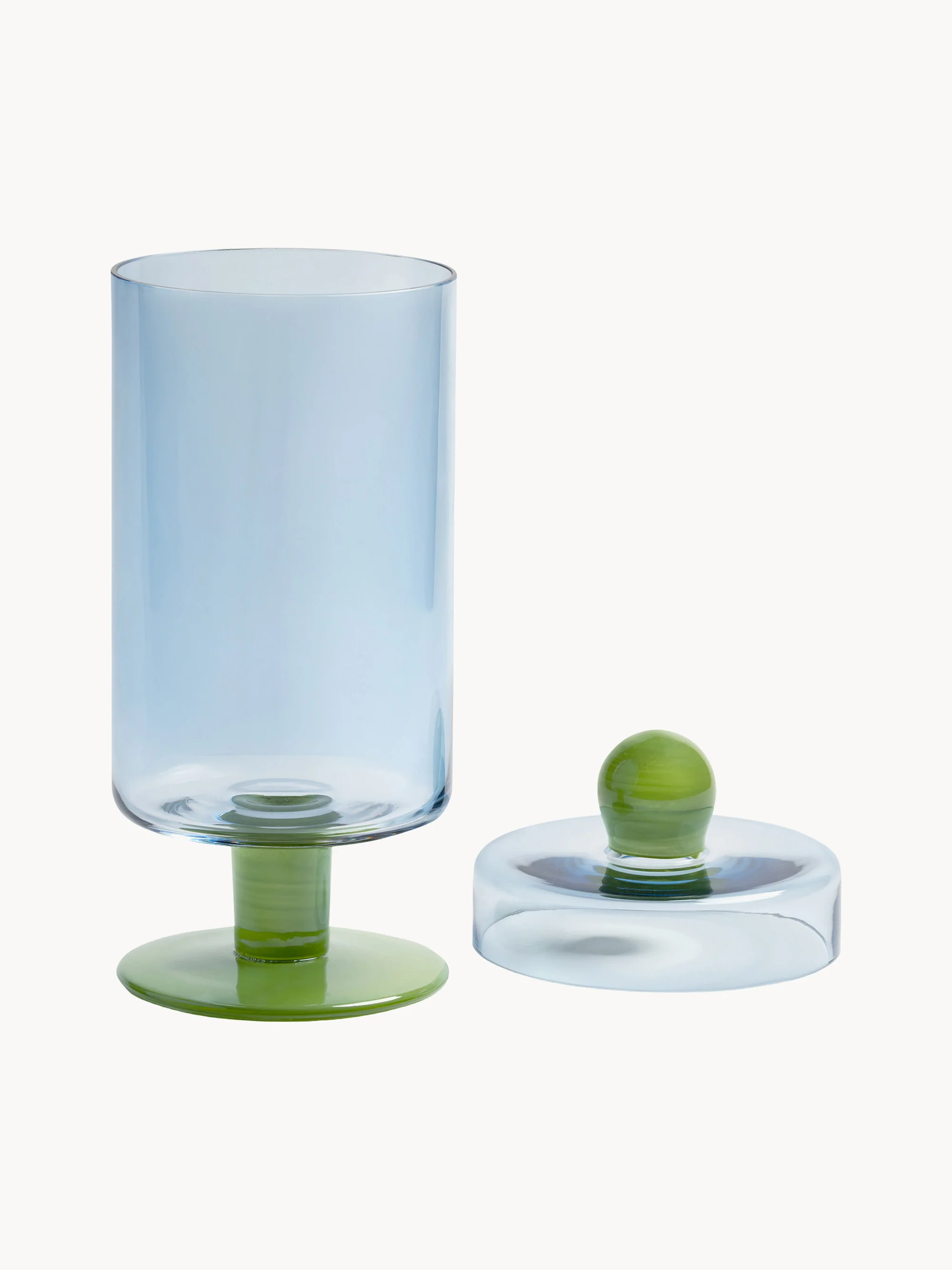 Handgemaakte hoge glazen opbergpot Duo