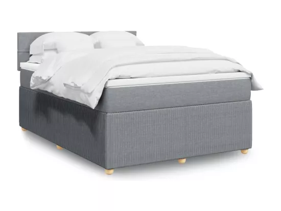 Sommier à lattes de lit avec matelas Gris clair 160x200cm Tissu