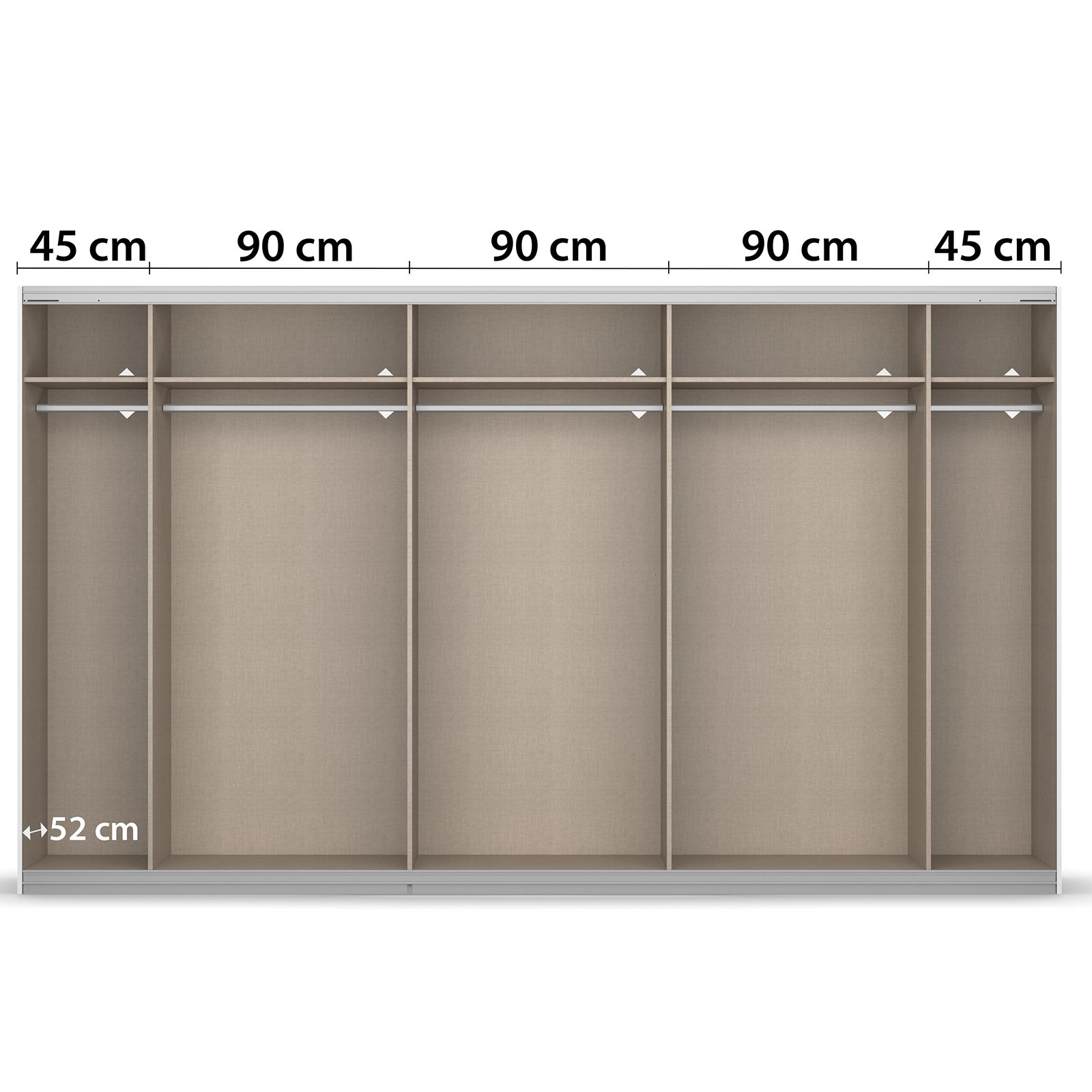 Schwebetürenschrank - alpinweiß - Glastür - 360x210 cm