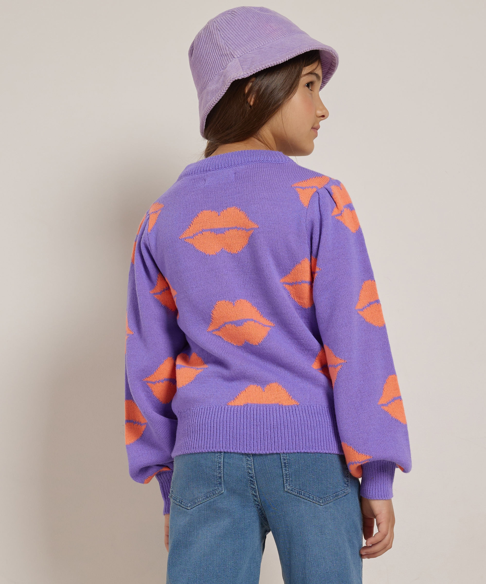 jacquard trui met lippendessin
