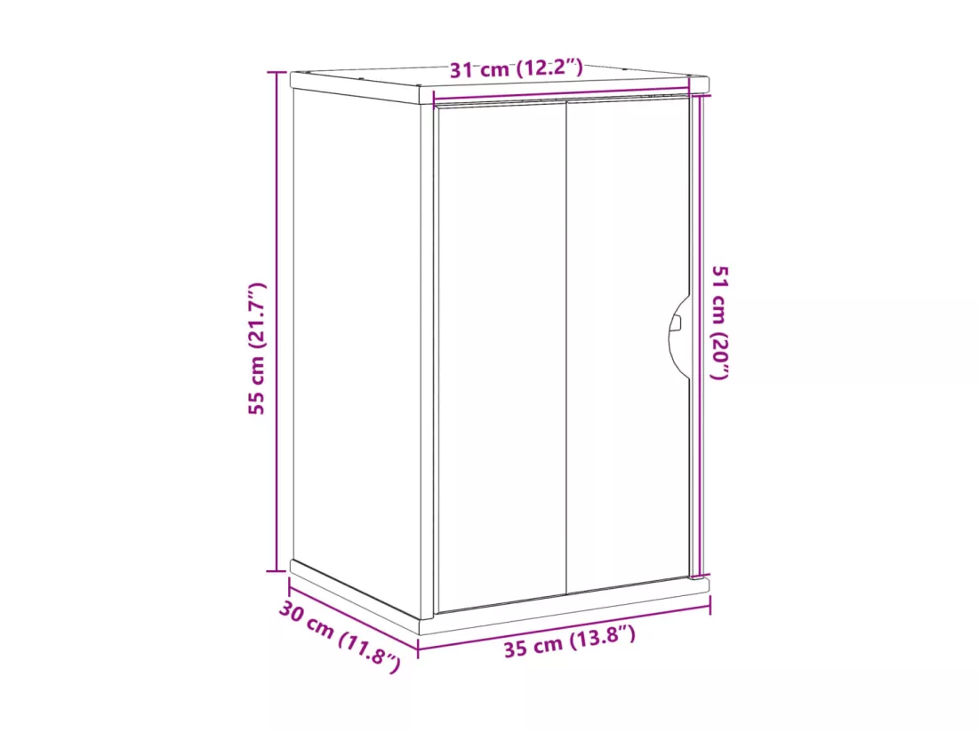Armoire murale de salle de bain OTTA 35x30x55 cm bois massif