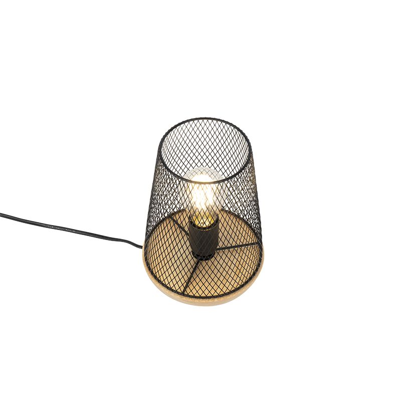 Design tafellamp zwart met hout - Bosk